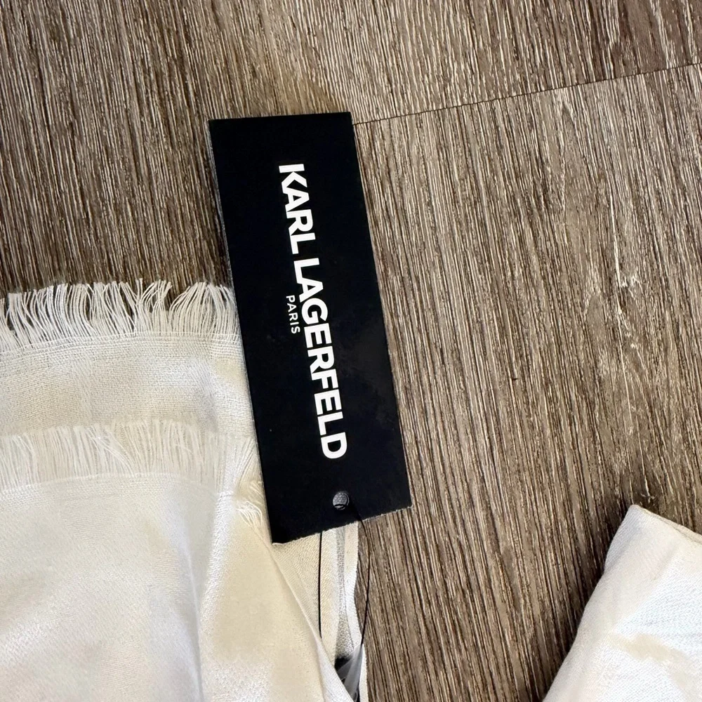 Karl Lagerfeld Cream Fringe Scarf